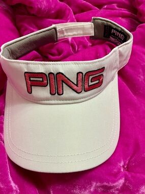 PING Kids White Visor with Pink Embroidered Logo
